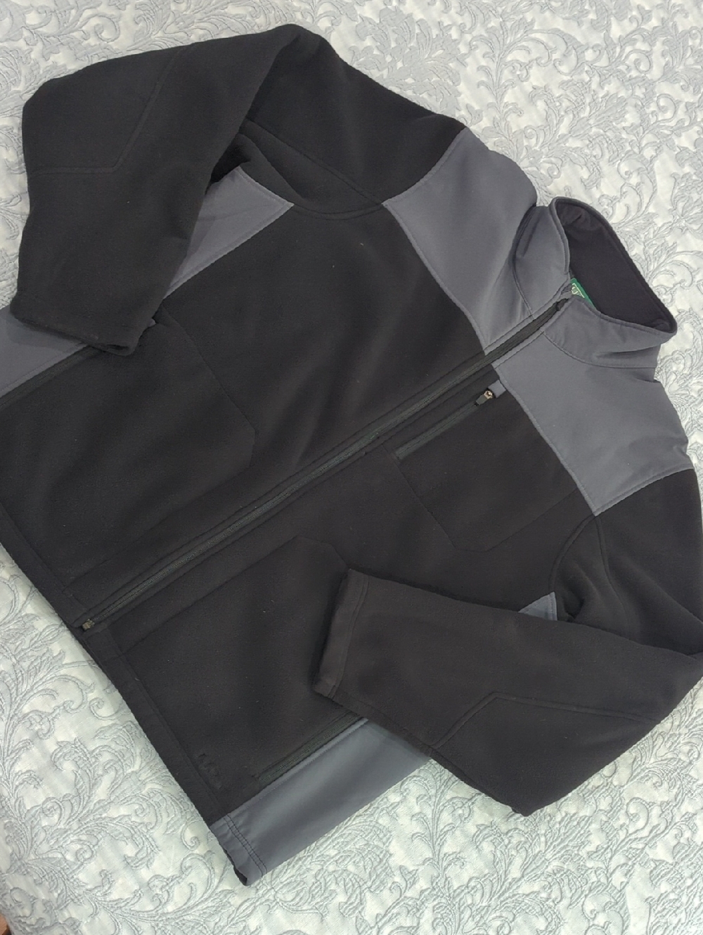 LL Bean Sherpa Lined Polartec Fleece Gray & Black Size XL